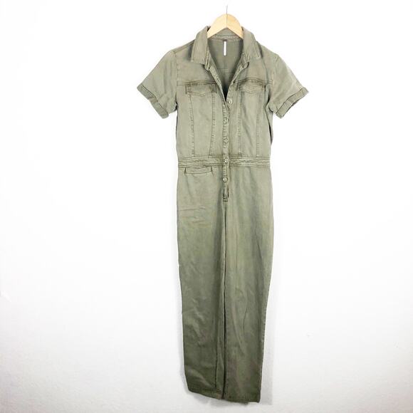 Young Fabulous and Broke Jumpsuit Womens XS Olive Button Up Ankle Khari Utility - Picture 3 of 14